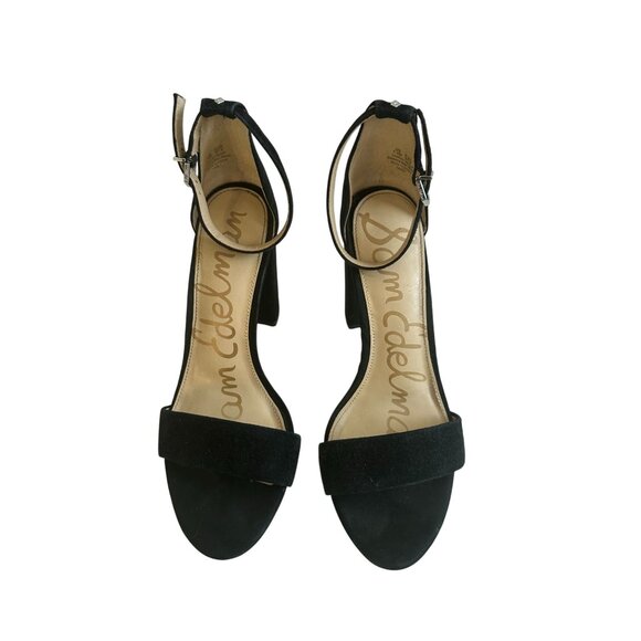 SAM EDELMAN Black Suede Ankle Strap Heels Size 7.5 - Picture 2 of 9